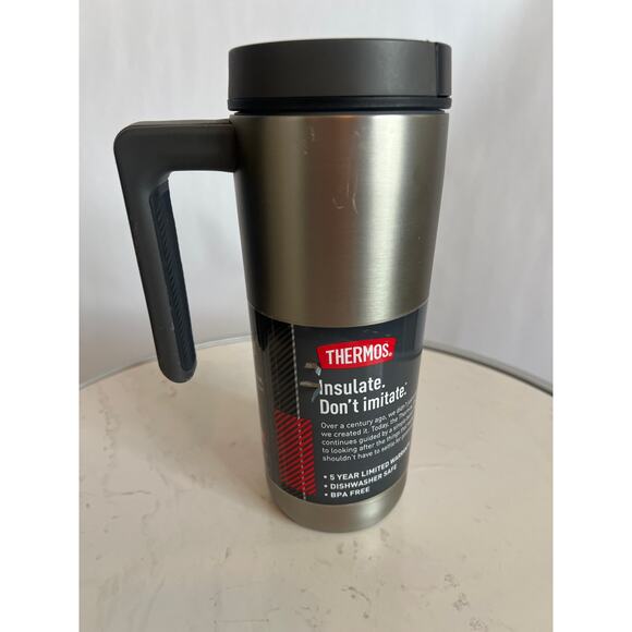 THERMOS INSULATED MUG HANDLE STAINLESS STEEL BLACK 18OZ HOT COLD NEW WITH LABEL - Picture 3 of 14